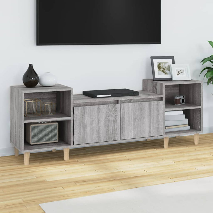 Tv-Meubel 60X35X55 Cm Bewerkt Hout Eikenkleurig Grijs sonoma