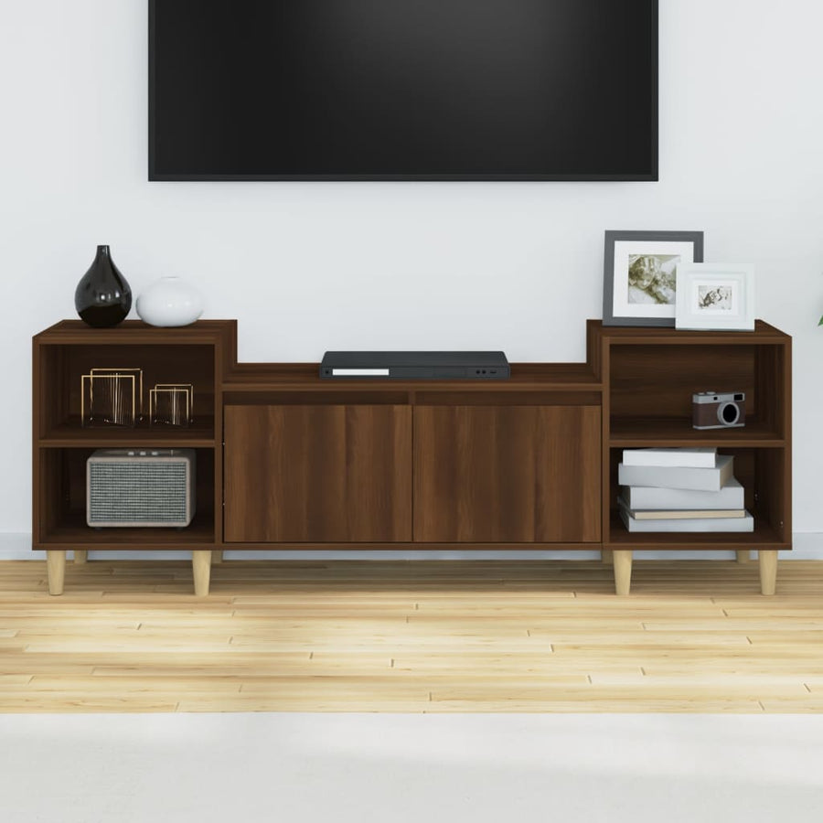 Tv-Meubel 60X35X55 Cm Bewerkt Hout Bruin Eikenkleur Bruineiken