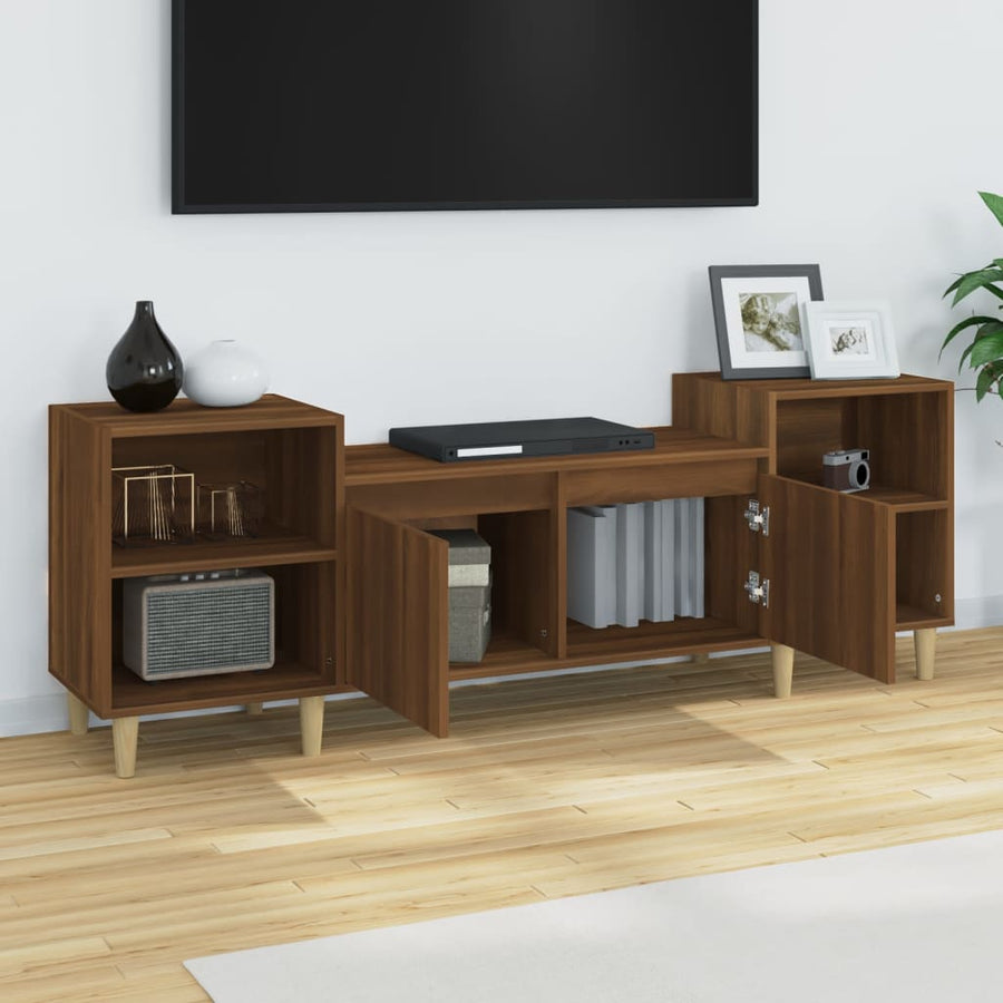 Tv-Meubel 60X35X55 Cm Bewerkt Hout Bruin Eikenkleur Bruineiken