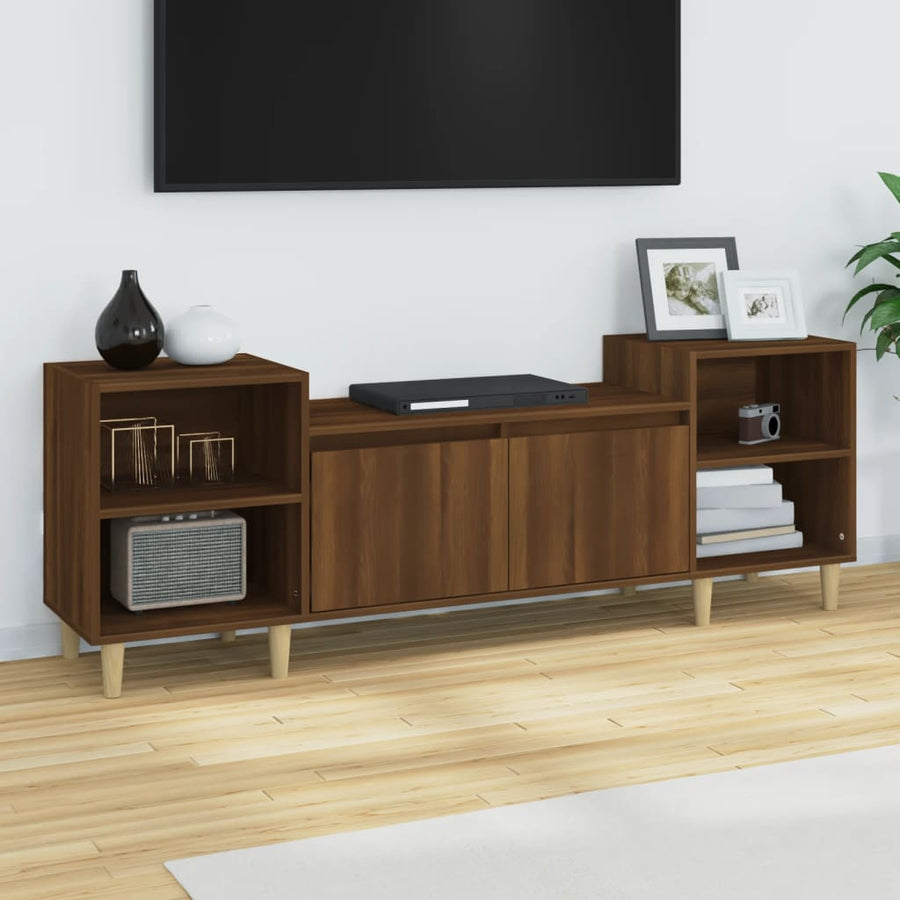 Tv-Meubel 60X35X55 Cm Bewerkt Hout Bruin Eikenkleur Bruineiken