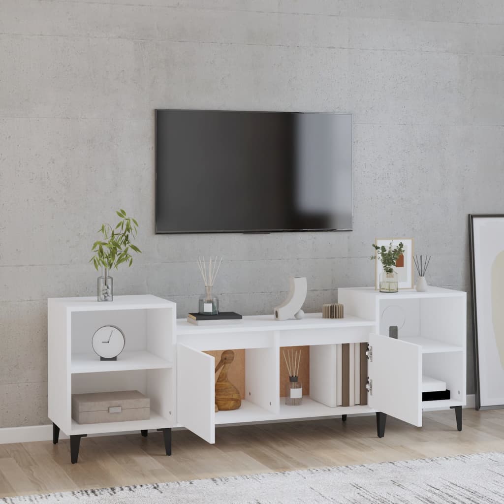 Tv-Meubel 60X35X55 Cm Bewerkt Hout Wit
