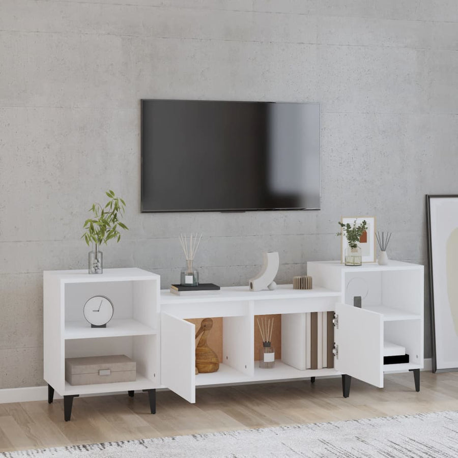 Tv-Meubel 60X35X55 Cm Bewerkt Hout Wit