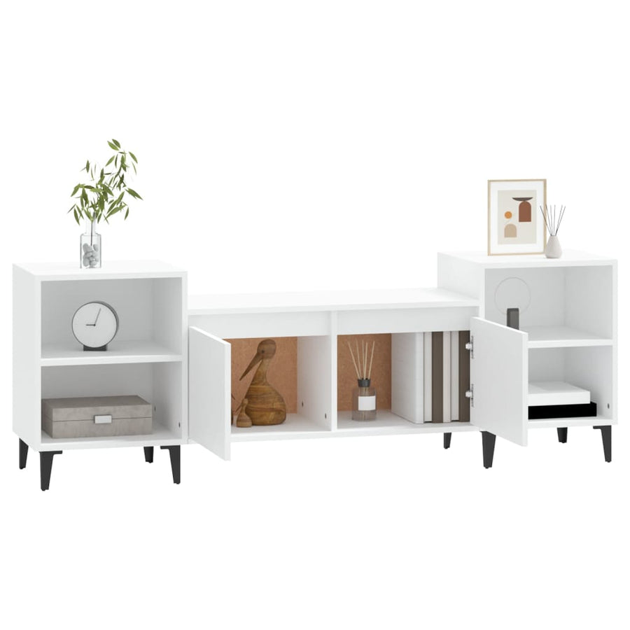 Tv-Meubel 60X35X55 Cm Bewerkt Hout Wit