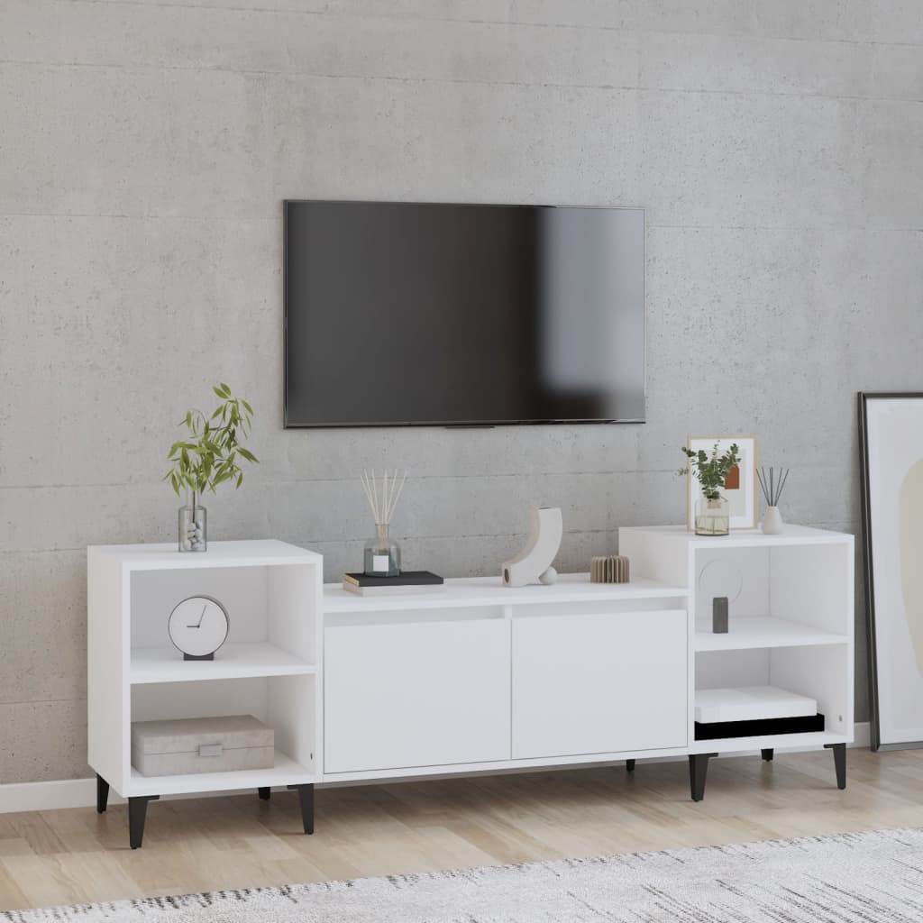 Tv-Meubel 60X35X55 Cm Bewerkt Hout Wit