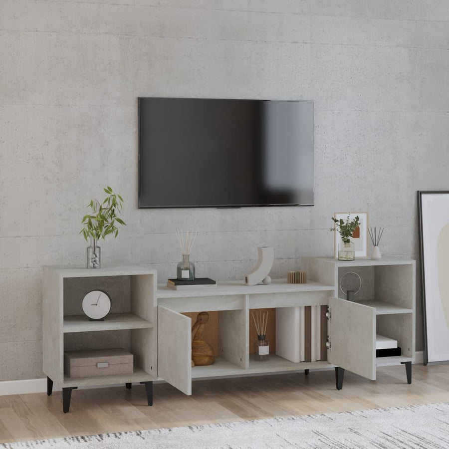 Tv-Meubel 60X35X55 Cm Bewerkt Hout Betongrijs