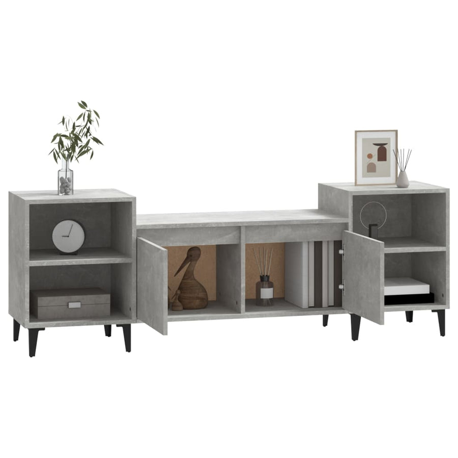 Tv-Meubel 60X35X55 Cm Bewerkt Hout Betongrijs