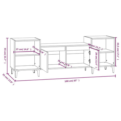 Tv-Meubel 60X35X55 Cm Bewerkt Hout Betongrijs