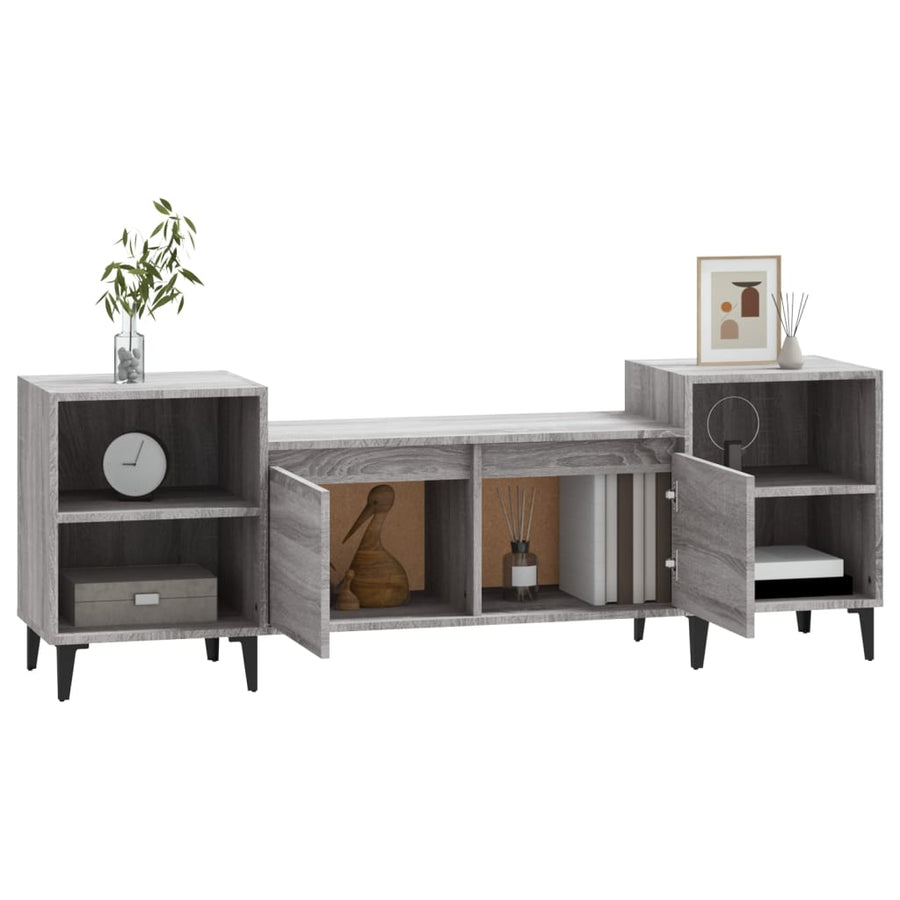 Tv-Meubel 60X35X55 Cm Bewerkt Hout Eikenkleurig Grijs sonoma