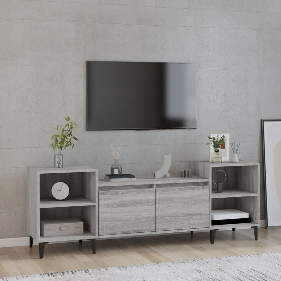 Tv-Meubel 60X35X55 Cm Bewerkt Hout Eikenkleurig Grijs sonoma