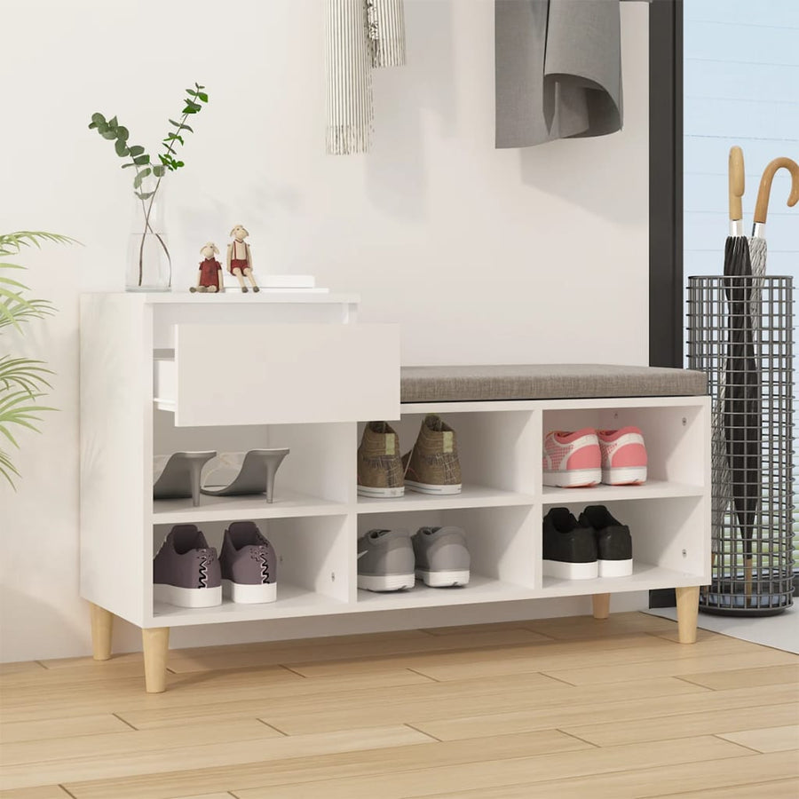 Schoenenkast 102X36X60 Cm Bewerkt Hout Wit