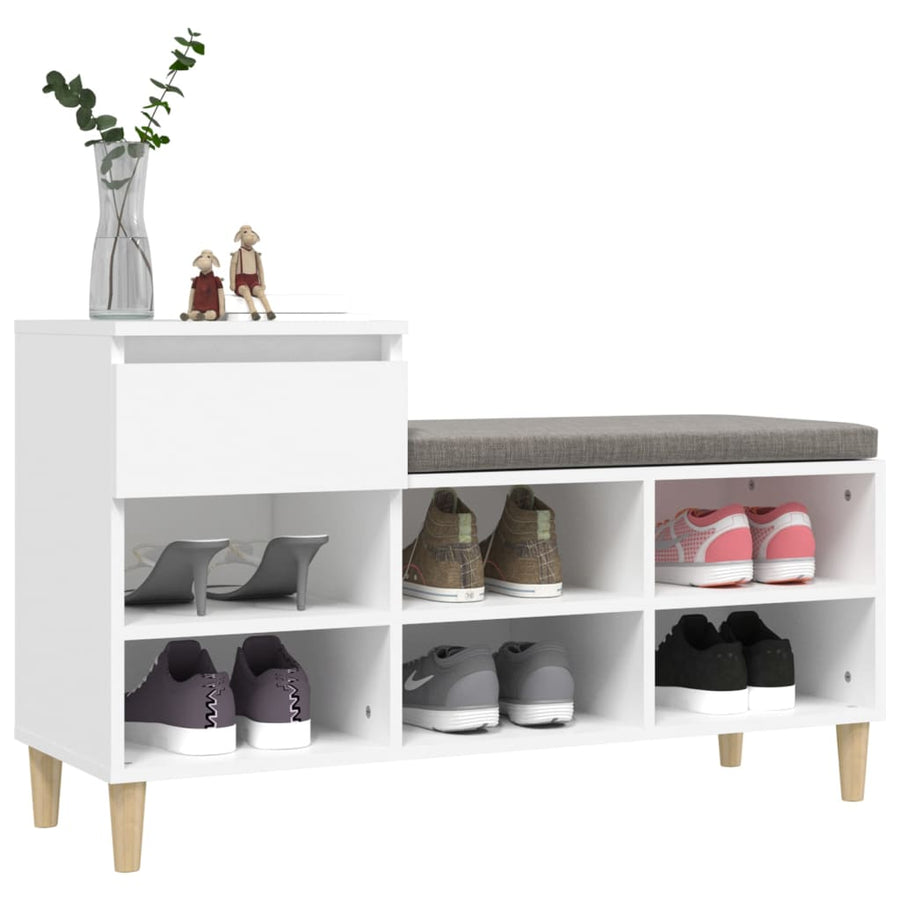 Schoenenkast 102X36X60 Cm Bewerkt Hout Wit