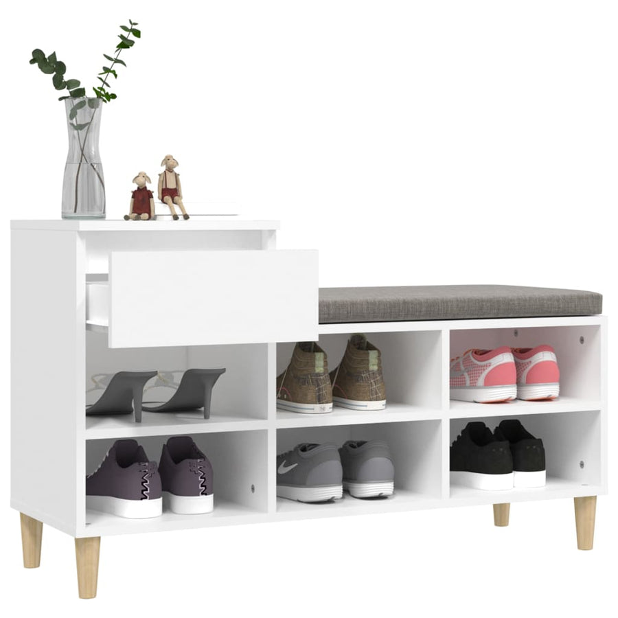 Schoenenkast 102X36X60 Cm Bewerkt Hout Wit