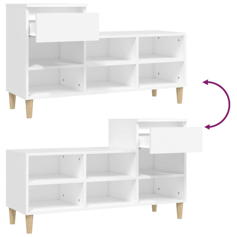 Schoenenkast 102X36X60 Cm Bewerkt Hout Wit