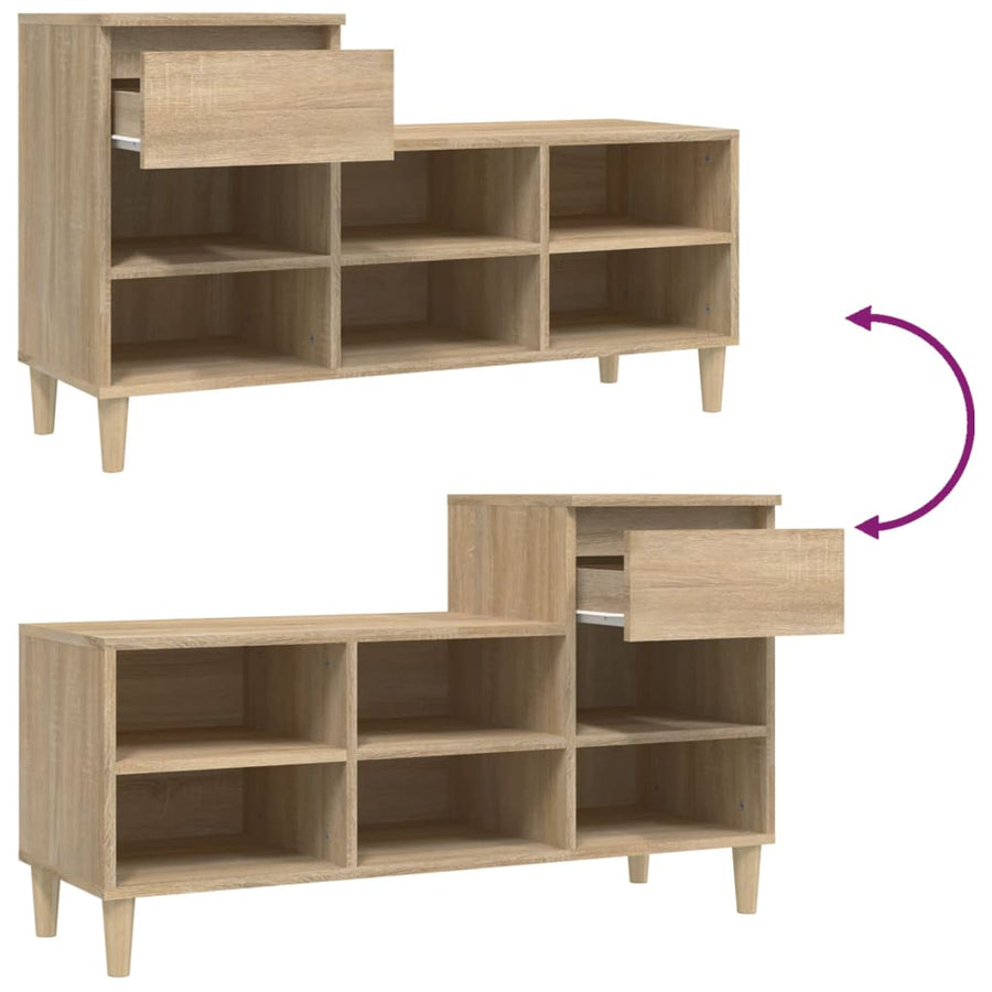 Schoenenkast 102X36X60 Cm Bewerkt Hout Sonoma Eikenkleurig