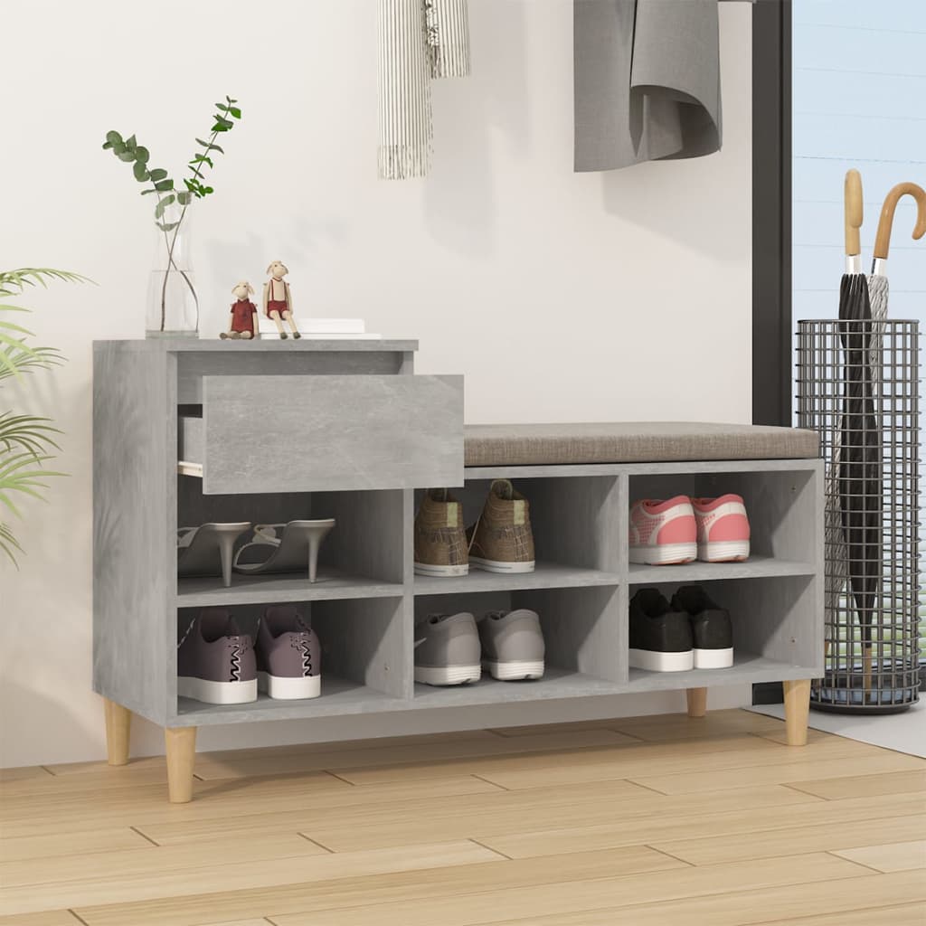Schoenenkast 102X36X60 Cm Bewerkt Hout Betongrijs
