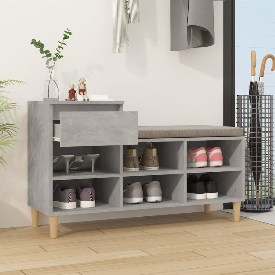 Schoenenkast 102X36X60 Cm Bewerkt Hout Betongrijs