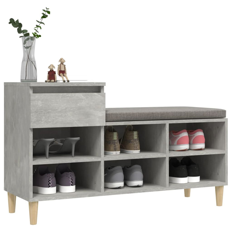 Schoenenkast 102X36X60 Cm Bewerkt Hout Betongrijs