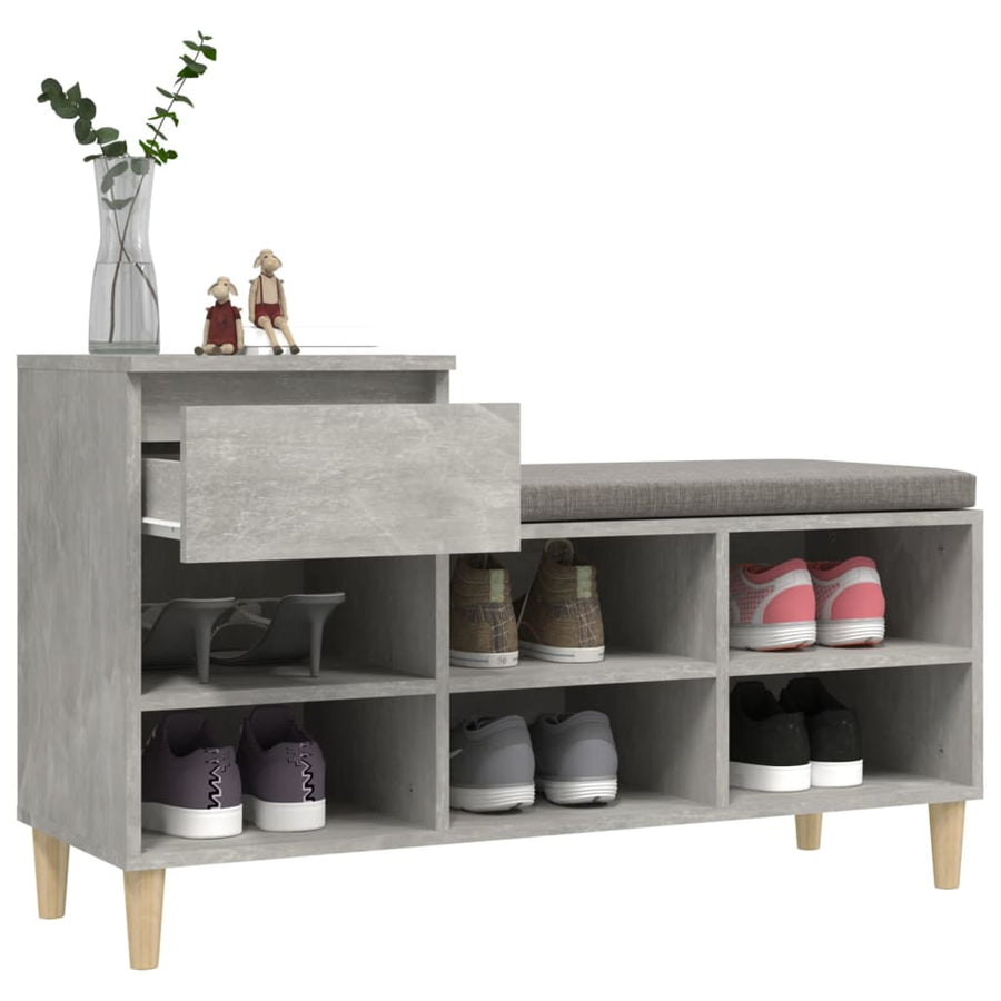 Schoenenkast 102X36X60 Cm Bewerkt Hout Betongrijs
