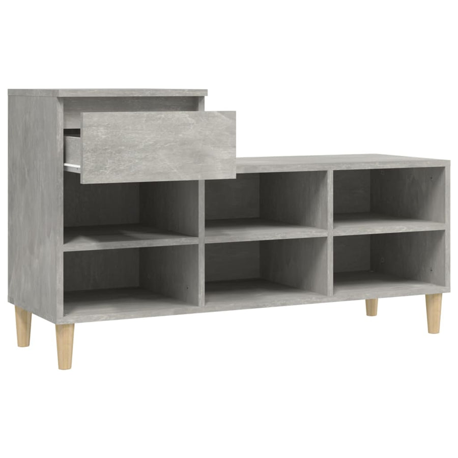 Schoenenkast 102X36X60 Cm Bewerkt Hout Betongrijs
