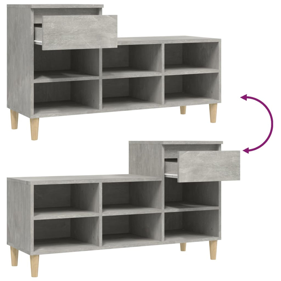 Schoenenkast 102X36X60 Cm Bewerkt Hout Betongrijs