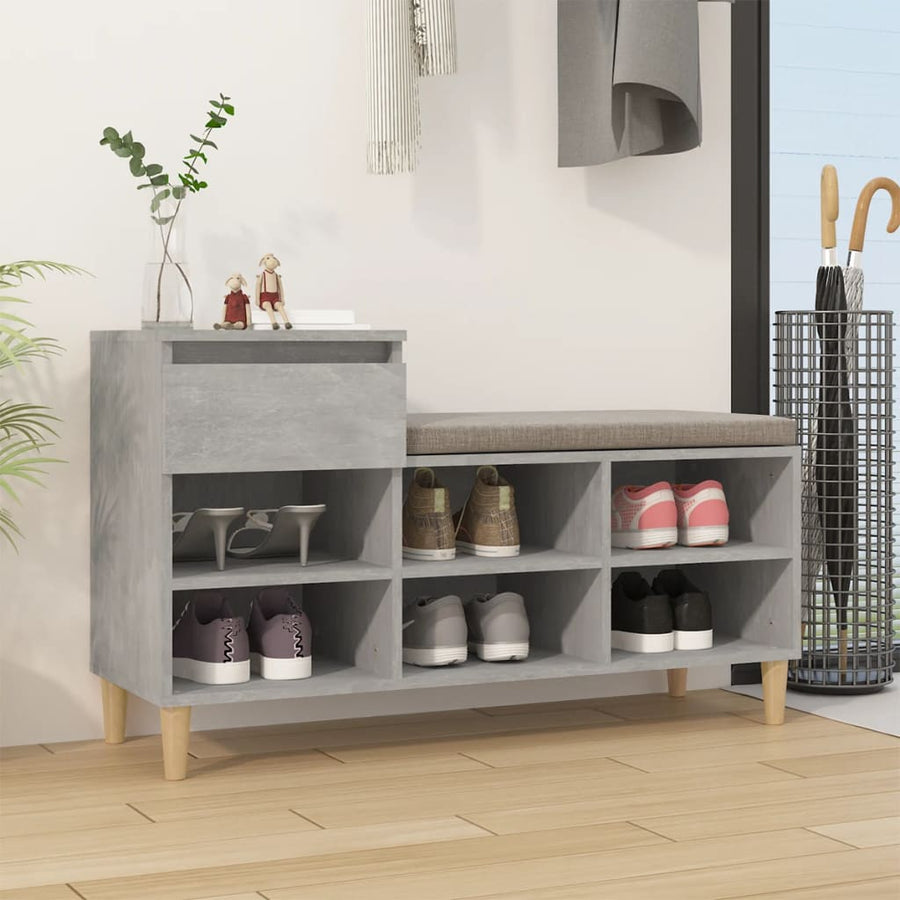 Schoenenkast 102X36X60 Cm Bewerkt Hout Betongrijs