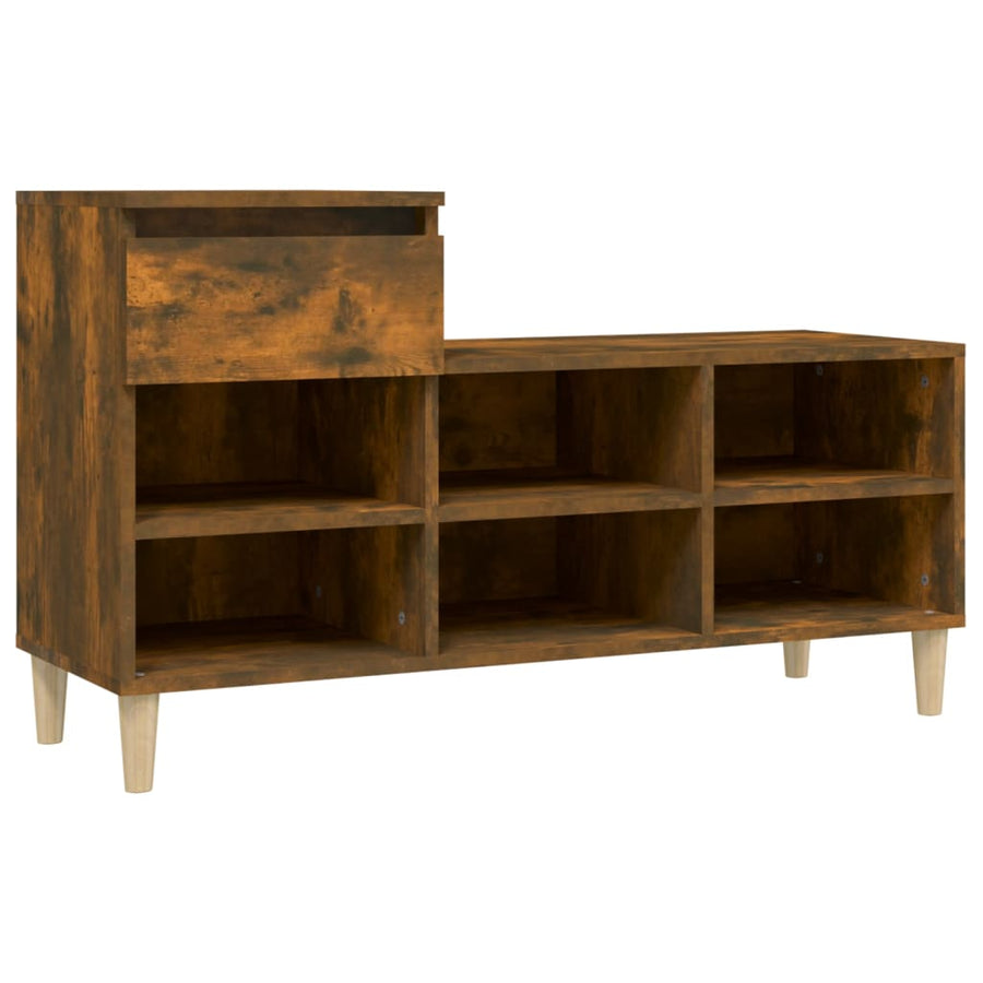 Schoenenkast 02X36X60 Cm Bewerkt Hout Kleurig Gerookt eiken