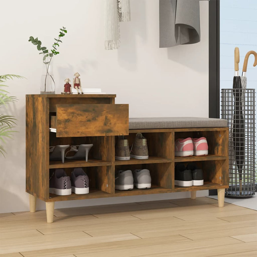 Schoenenkast 02X36X60 Cm Bewerkt Hout Kleurig Gerookt eiken
