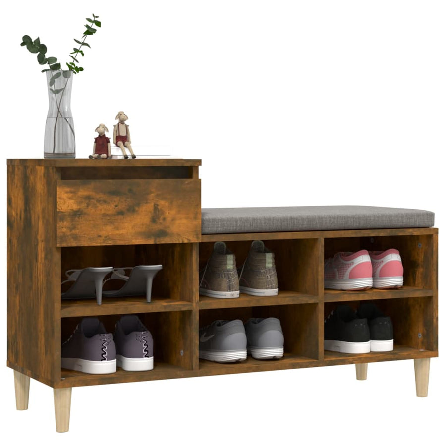 Schoenenkast 02X36X60 Cm Bewerkt Hout Kleurig Gerookt eiken