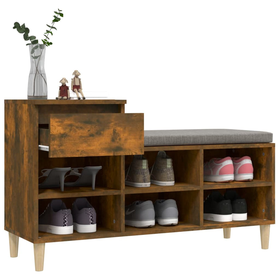 Schoenenkast 02X36X60 Cm Bewerkt Hout Kleurig Gerookt eiken