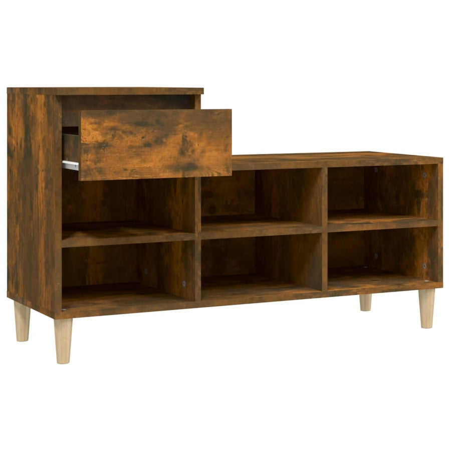 Schoenenkast 02X36X60 Cm Bewerkt Hout Kleurig Gerookt eiken