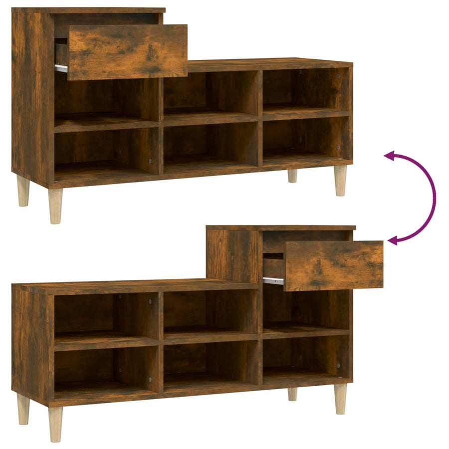 Schoenenkast 02X36X60 Cm Bewerkt Hout Kleurig Gerookt eiken