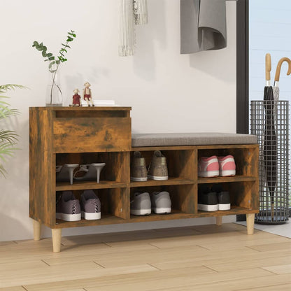 Schoenenkast 02X36X60 Cm Bewerkt Hout Kleurig Gerookt eiken