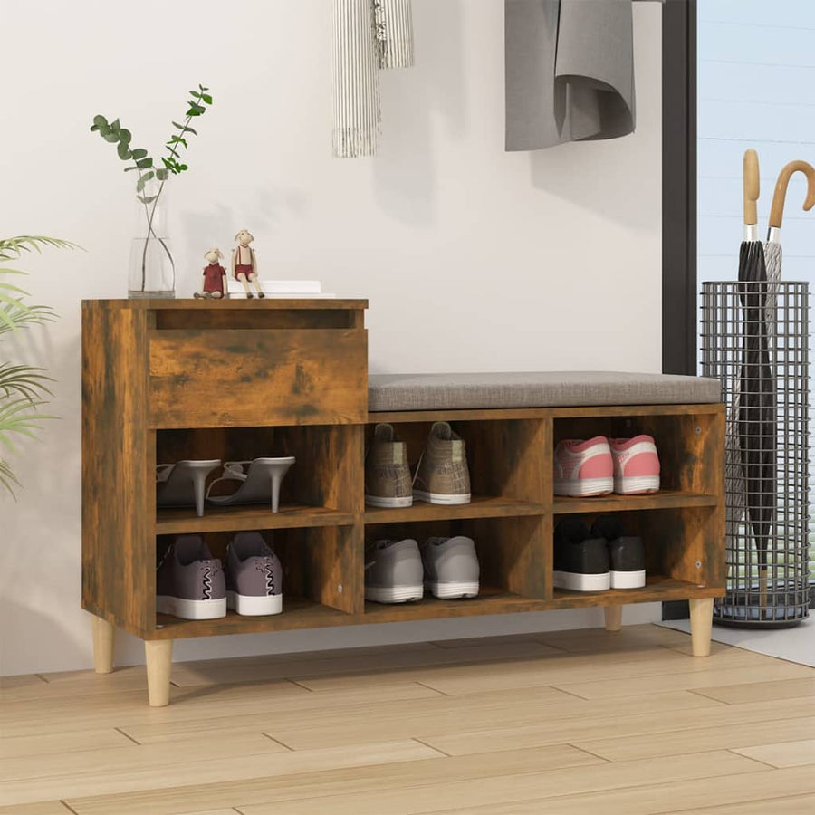 Schoenenkast 02X36X60 Cm Bewerkt Hout Kleurig Gerookt eiken