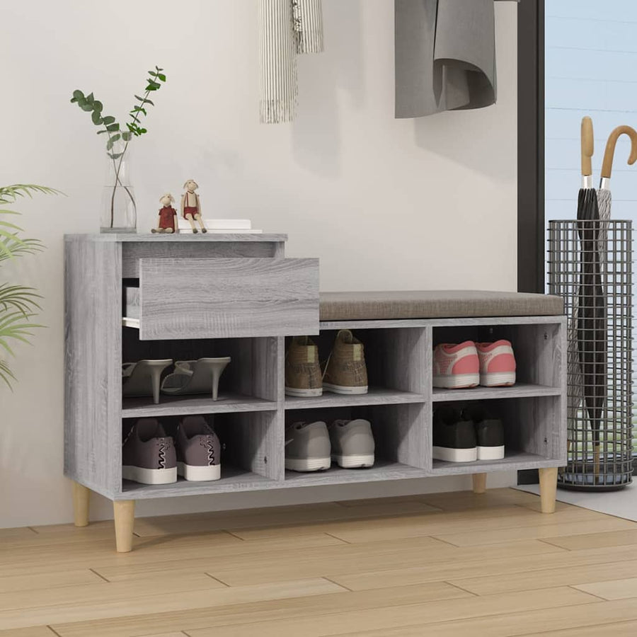 Schoenenkast 102X36X60 Cm Bewerkt Hout Sonoma Grijs Grijs sonoma