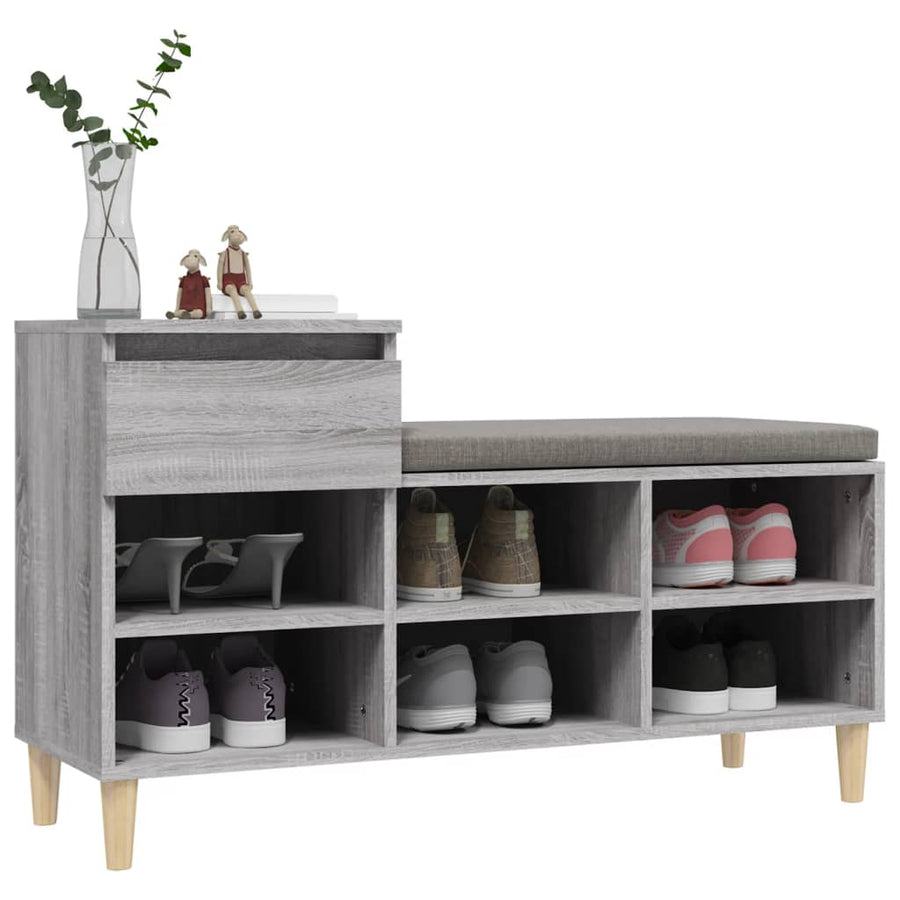 Schoenenkast 102X36X60 Cm Bewerkt Hout Sonoma Grijs Grijs sonoma
