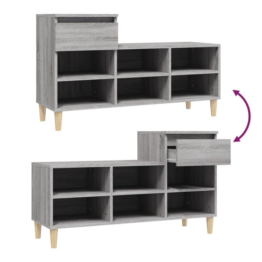 Schoenenkast 102X36X60 Cm Bewerkt Hout Sonoma Grijs Grijs sonoma
