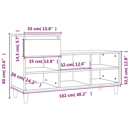 Schoenenkast 102X36X60 Cm Bewerkt Hout Sonoma Grijs Grijs sonoma