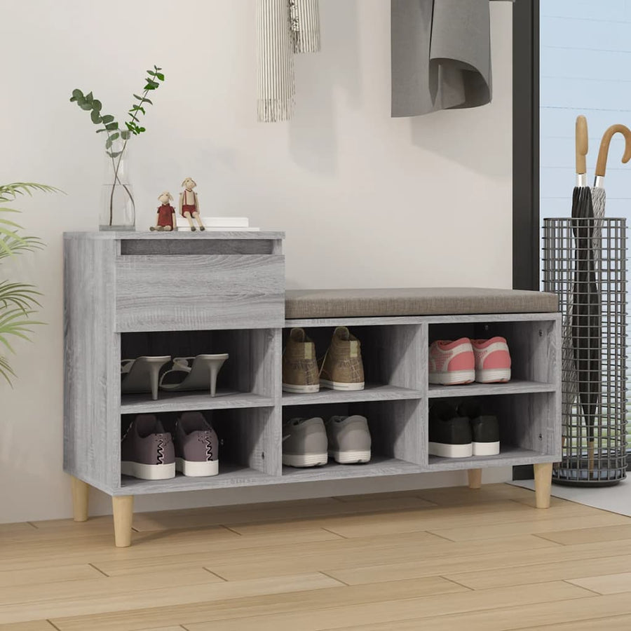 Schoenenkast 102X36X60 Cm Bewerkt Hout Sonoma Grijs Grijs sonoma