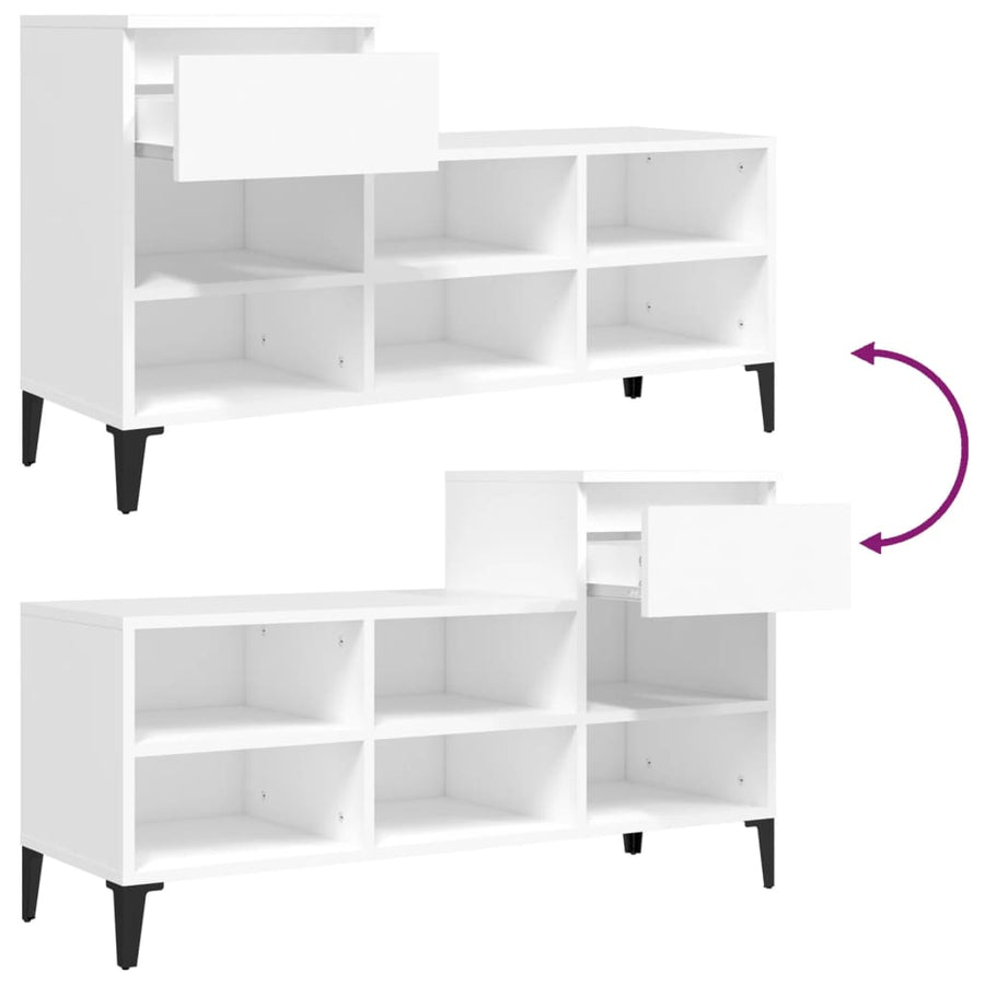 Schoenenkast 02X36X60 Cm Bewerkt Hout Wit