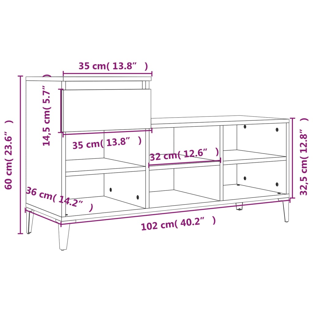 Schoenenkast 02X36X60 Cm Bewerkt Hout Wit
