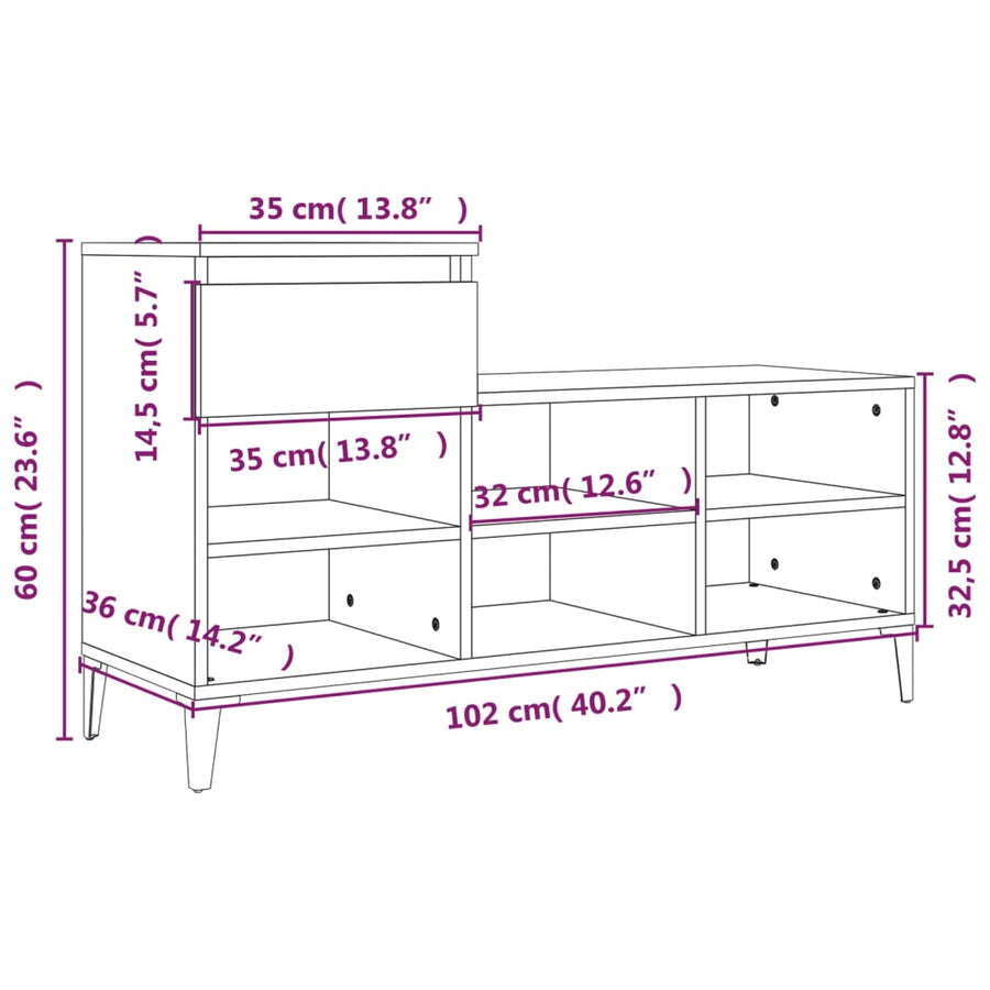 Schoenenkast 02X36X60 Cm Bewerkt Hout Wit