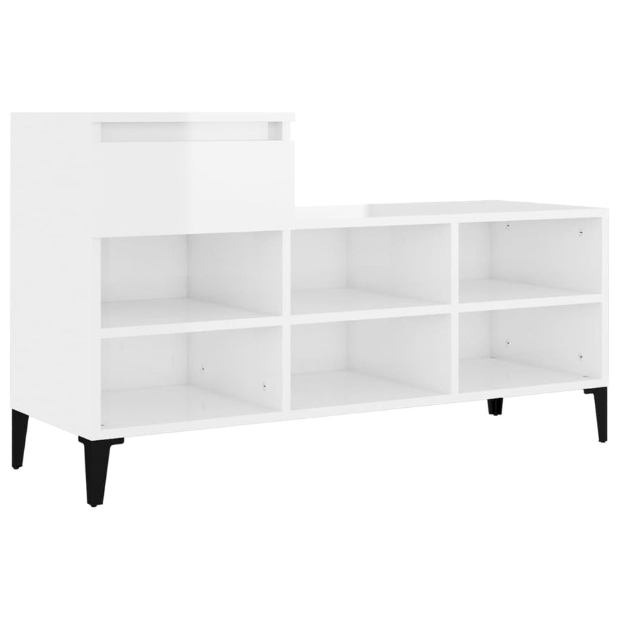 Schoenenkast 02X36X60 Cm Bewerkt Hout Hoogglans wit