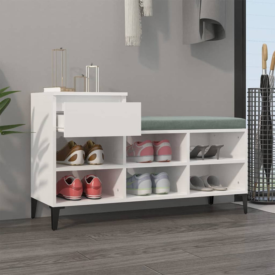 Schoenenkast 02X36X60 Cm Bewerkt Hout Hoogglans wit