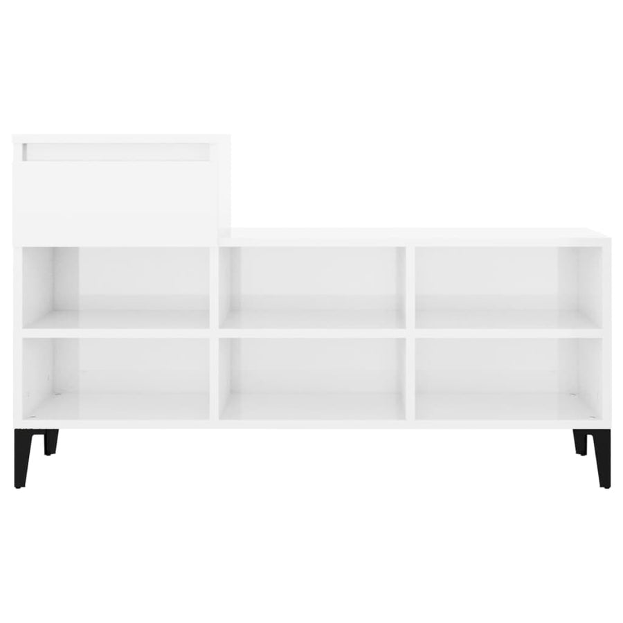 Schoenenkast 02X36X60 Cm Bewerkt Hout Hoogglans wit
