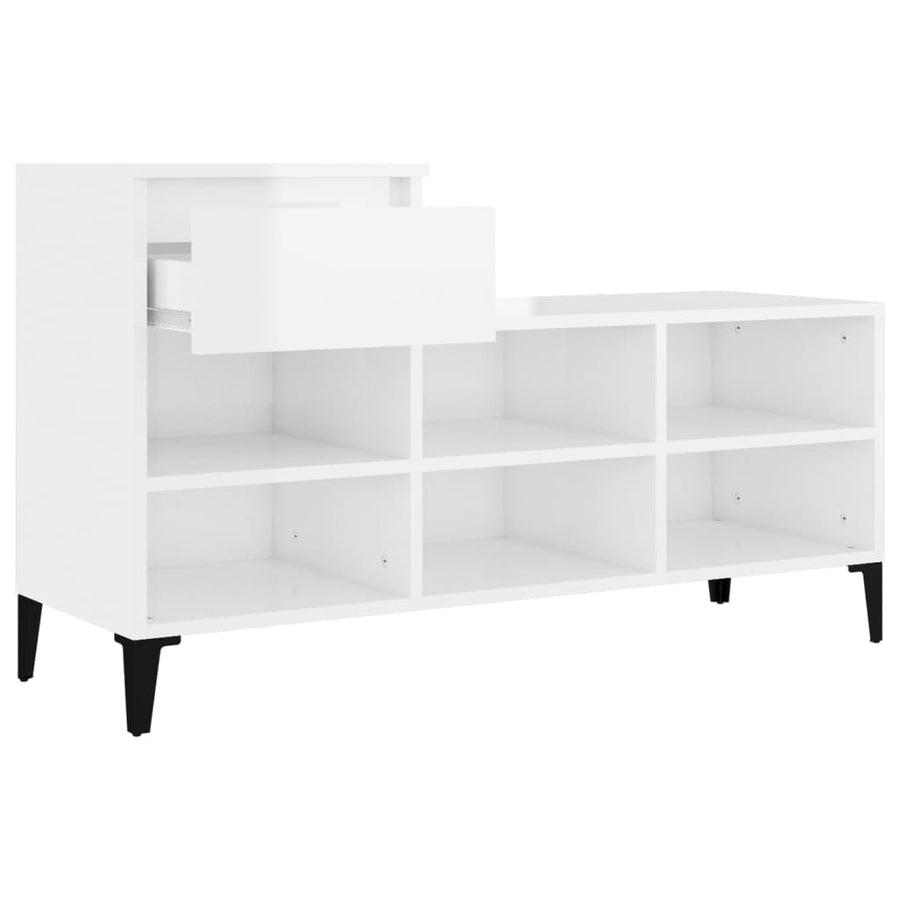 Schoenenkast 02X36X60 Cm Bewerkt Hout Hoogglans wit