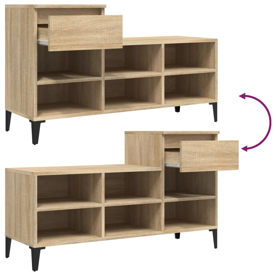 Schoenenkast 102X36X60 Cm Bewerkt Hout Kleurig Sonoma eiken