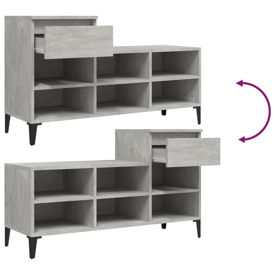 Schoenenkast 02X36X60 Cm Bewerkt Hout Betongrijs