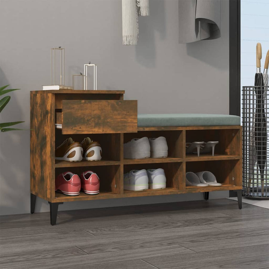 Schoenenkast 102X36X60 Cm Bewerkt Hout Gerookt Eikenkleurig