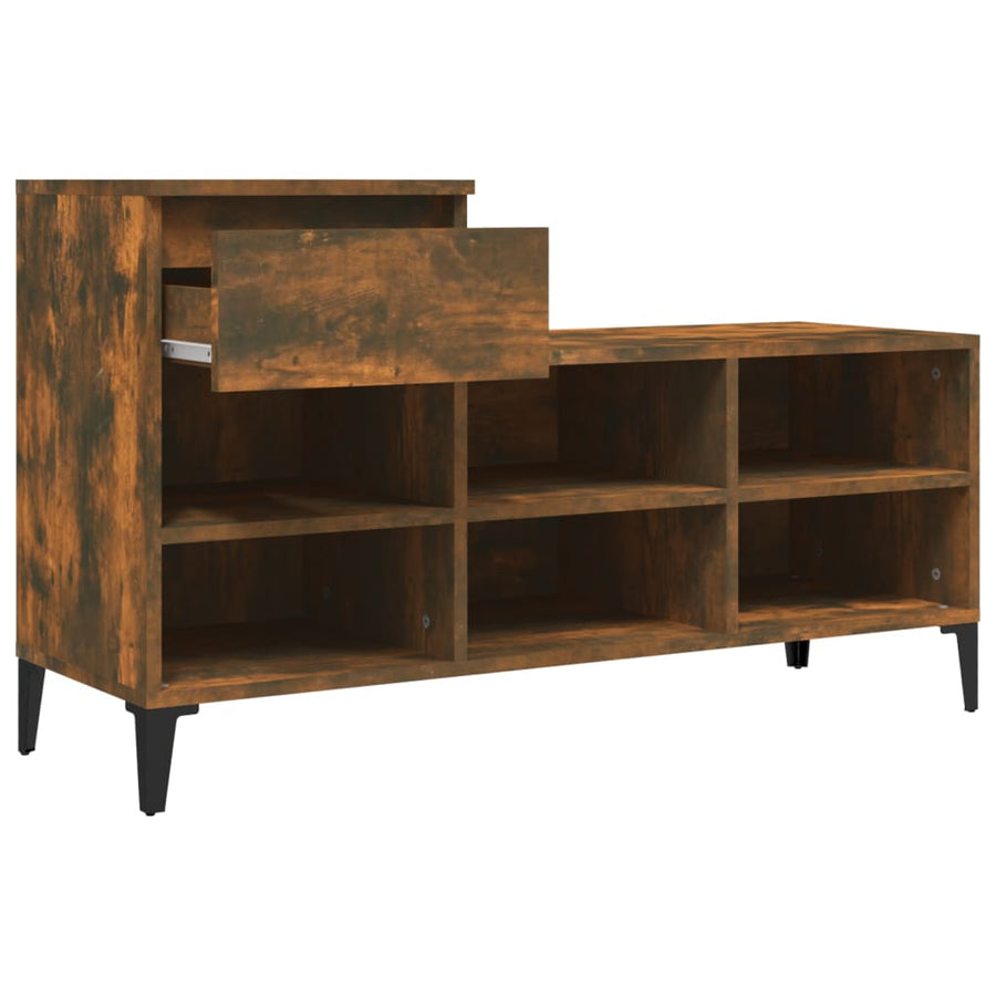 Schoenenkast 102X36X60 Cm Bewerkt Hout Gerookt Eikenkleurig