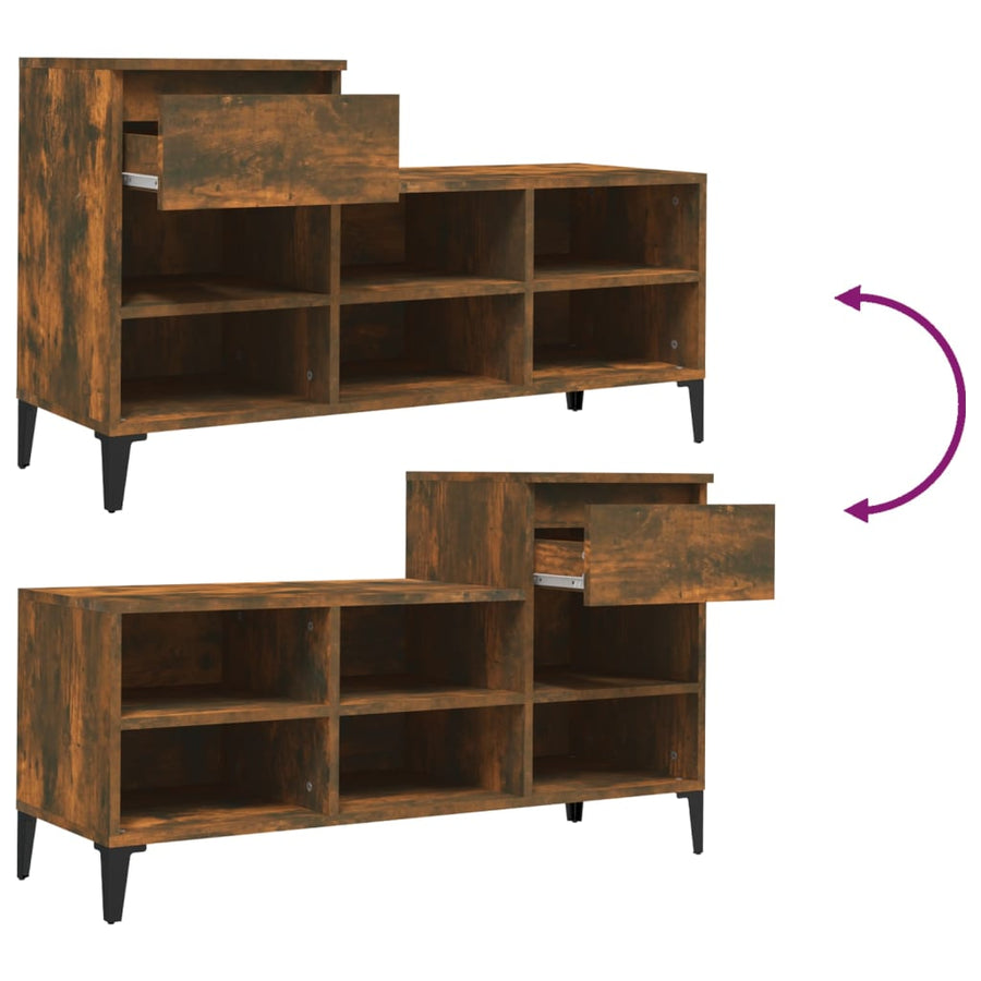 Schoenenkast 102X36X60 Cm Bewerkt Hout Gerookt Eikenkleurig